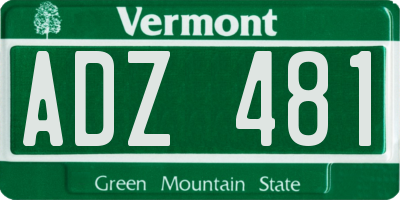 VT license plate ADZ481