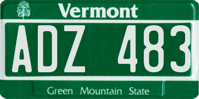 VT license plate ADZ483