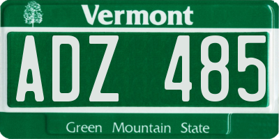 VT license plate ADZ485