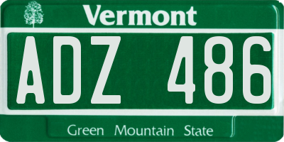 VT license plate ADZ486