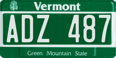 VT license plate ADZ487