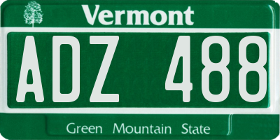 VT license plate ADZ488
