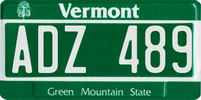 VT license plate ADZ489