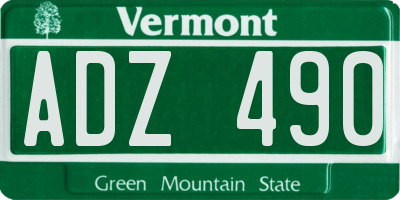 VT license plate ADZ490