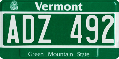 VT license plate ADZ492