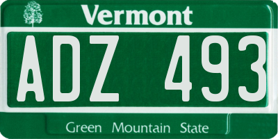 VT license plate ADZ493