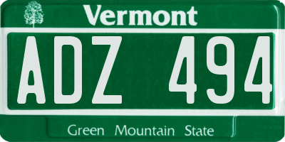 VT license plate ADZ494
