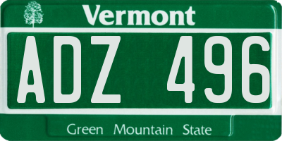 VT license plate ADZ496