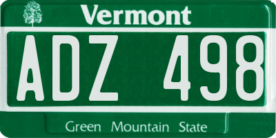 VT license plate ADZ498