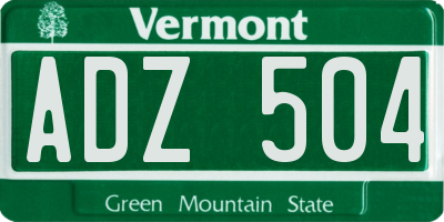 VT license plate ADZ504