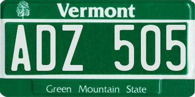 VT license plate ADZ505