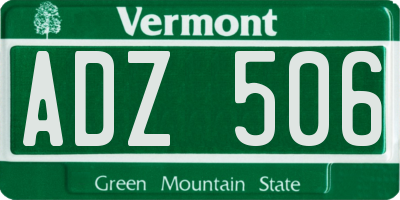 VT license plate ADZ506