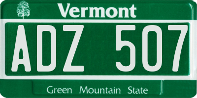 VT license plate ADZ507