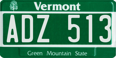 VT license plate ADZ513