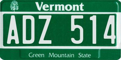 VT license plate ADZ514