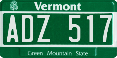 VT license plate ADZ517