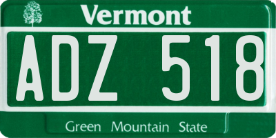 VT license plate ADZ518