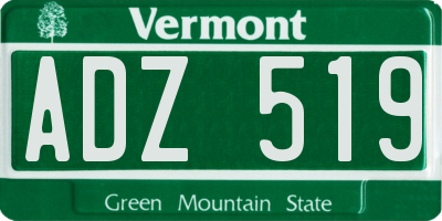 VT license plate ADZ519