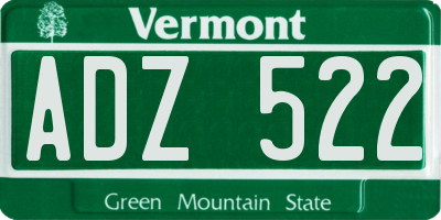 VT license plate ADZ522