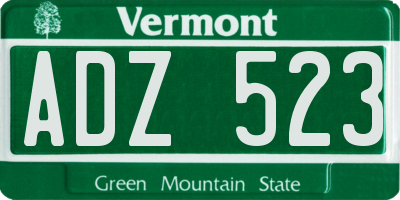 VT license plate ADZ523