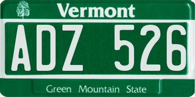 VT license plate ADZ526