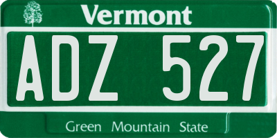 VT license plate ADZ527
