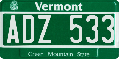 VT license plate ADZ533