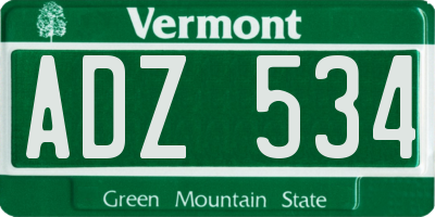 VT license plate ADZ534