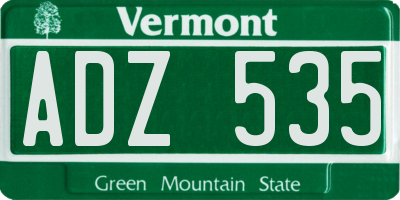 VT license plate ADZ535