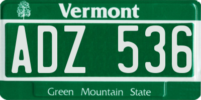 VT license plate ADZ536