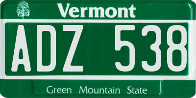 VT license plate ADZ538
