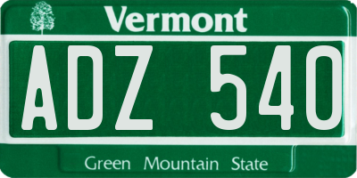 VT license plate ADZ540