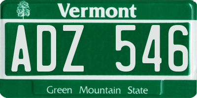 VT license plate ADZ546