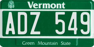 VT license plate ADZ549