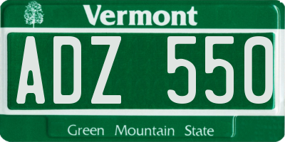 VT license plate ADZ550
