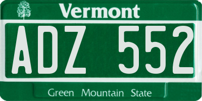 VT license plate ADZ552