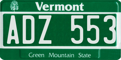 VT license plate ADZ553