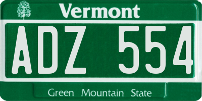 VT license plate ADZ554