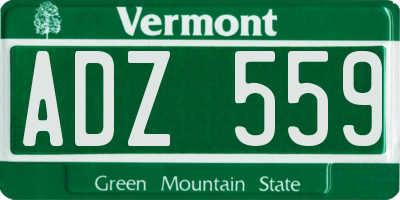 VT license plate ADZ559