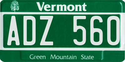 VT license plate ADZ560