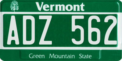 VT license plate ADZ562