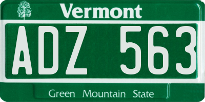 VT license plate ADZ563