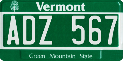 VT license plate ADZ567
