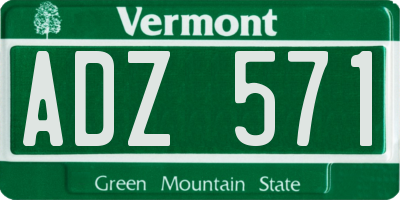 VT license plate ADZ571
