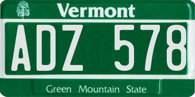 VT license plate ADZ578