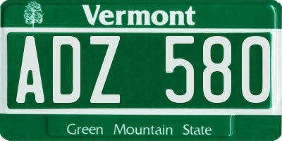 VT license plate ADZ580