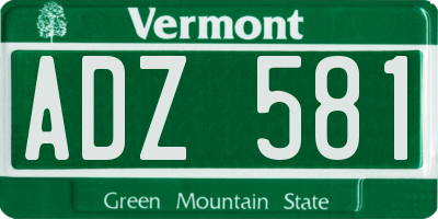 VT license plate ADZ581