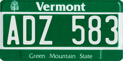VT license plate ADZ583