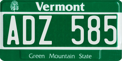 VT license plate ADZ585