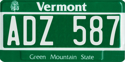 VT license plate ADZ587